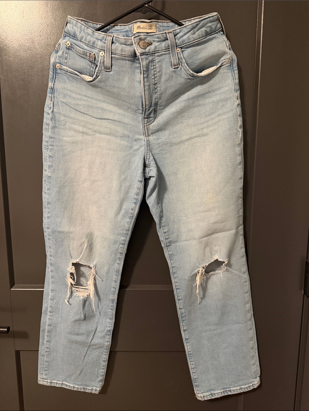 Madewell Light Blue Ripped Boyfriend Jeans